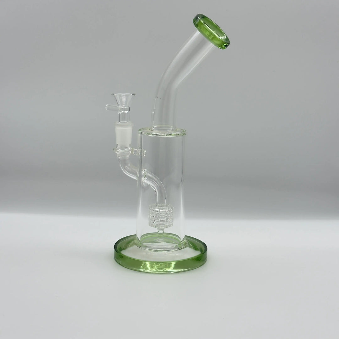 9.8-inch Honeycomb Percolator High Borosilicate Glass Bong with Green Accents