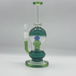 Load image into Gallery viewer, 9.8-inch Green &amp; Blue Accent Recycler High Borosilicate Glass Bong
