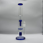 Load image into Gallery viewer, 15” Blue Coil Honeycomb Showerhead Triple-Percolator Glass Bong
