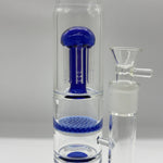 Load image into Gallery viewer, 15” Blue Coil Honeycomb Showerhead Triple-Percolator Glass Bong
