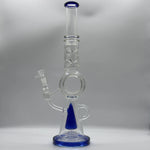 Load image into Gallery viewer, 17” Blue Donut-Recycler Cone Percolator Glass Bong
