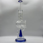 Load image into Gallery viewer, 17” Blue Donut-Recycler Cone Percolator Glass Bong
