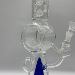 Load image into Gallery viewer, 17” Blue Donut-Recycler Cone Percolator Glass Bong
