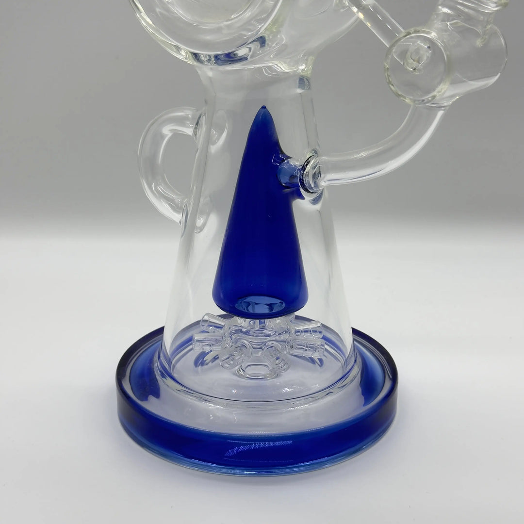17” Blue Donut-Recycler Cone Percolator Glass Bong