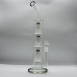 Load image into Gallery viewer, 18” Clear Triple-Percolator Bent-Neck Glass Bong
