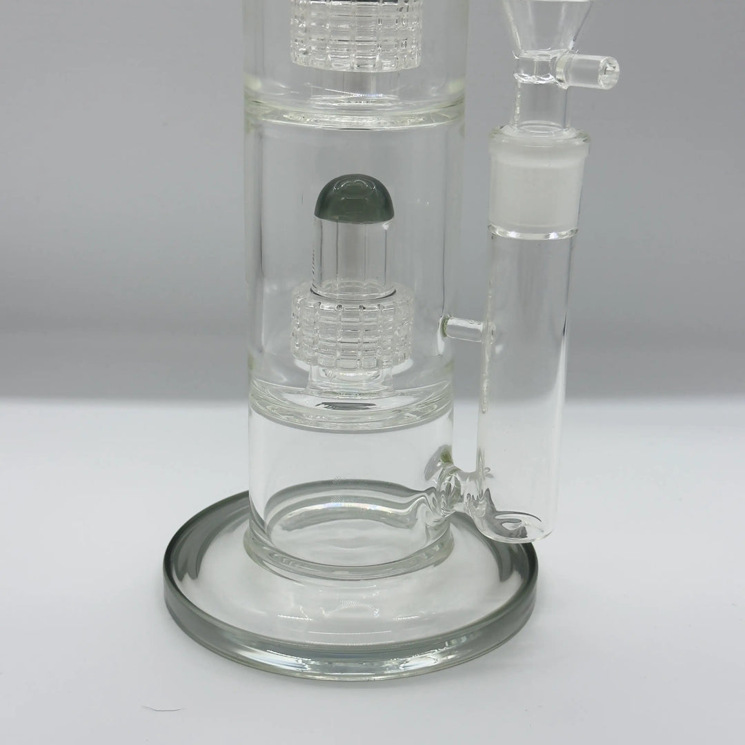 18” Clear Triple-Percolator Bent-Neck Glass Bong