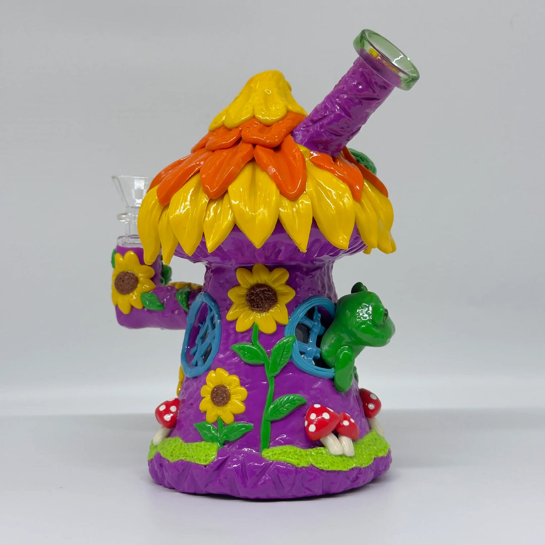 7.5" Sunflower Cottage Cool Glass Dab Rig Bong
