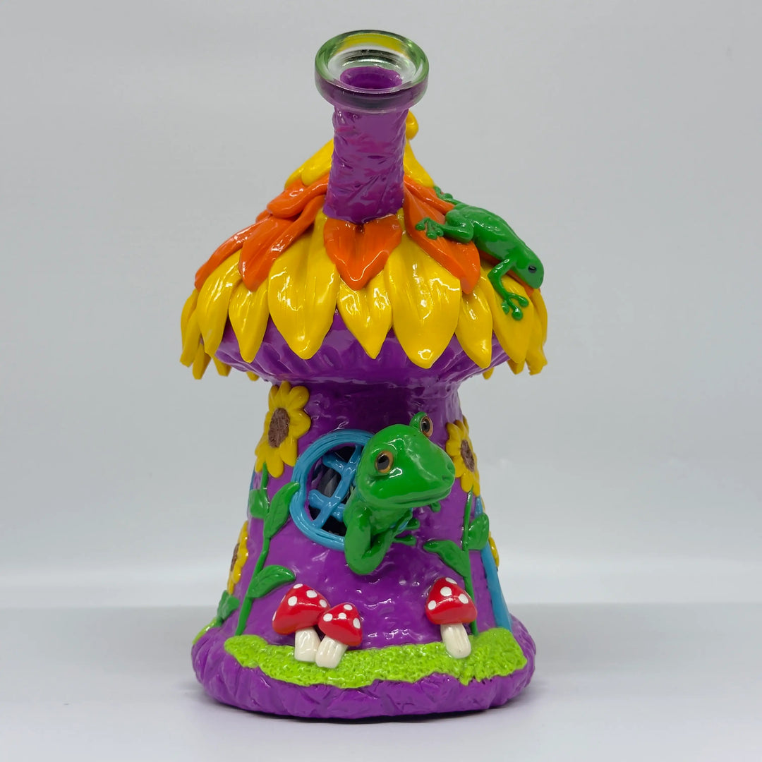 7.5" Sunflower Cottage Cool Glass Dab Rig Bong
