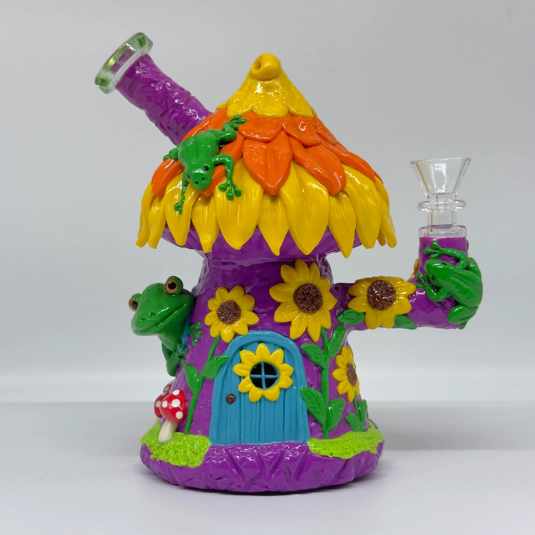 7.5" Sunflower Cottage Cool Glass Dab Rig Bong