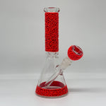 Load image into Gallery viewer, 9.8″Red Glow-Scribble Glass Beaker Glow in The Dark  Bong
