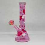 Load image into Gallery viewer, 10.2-inch Pink Heart Glow Glass Beaker Bong

