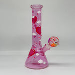 Load image into Gallery viewer, 10.2-inch Pink Heart Glow Glass Beaker Bong
