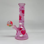 Load image into Gallery viewer, 10.2-inch Pink Heart Glow Glass Beaker Bong
