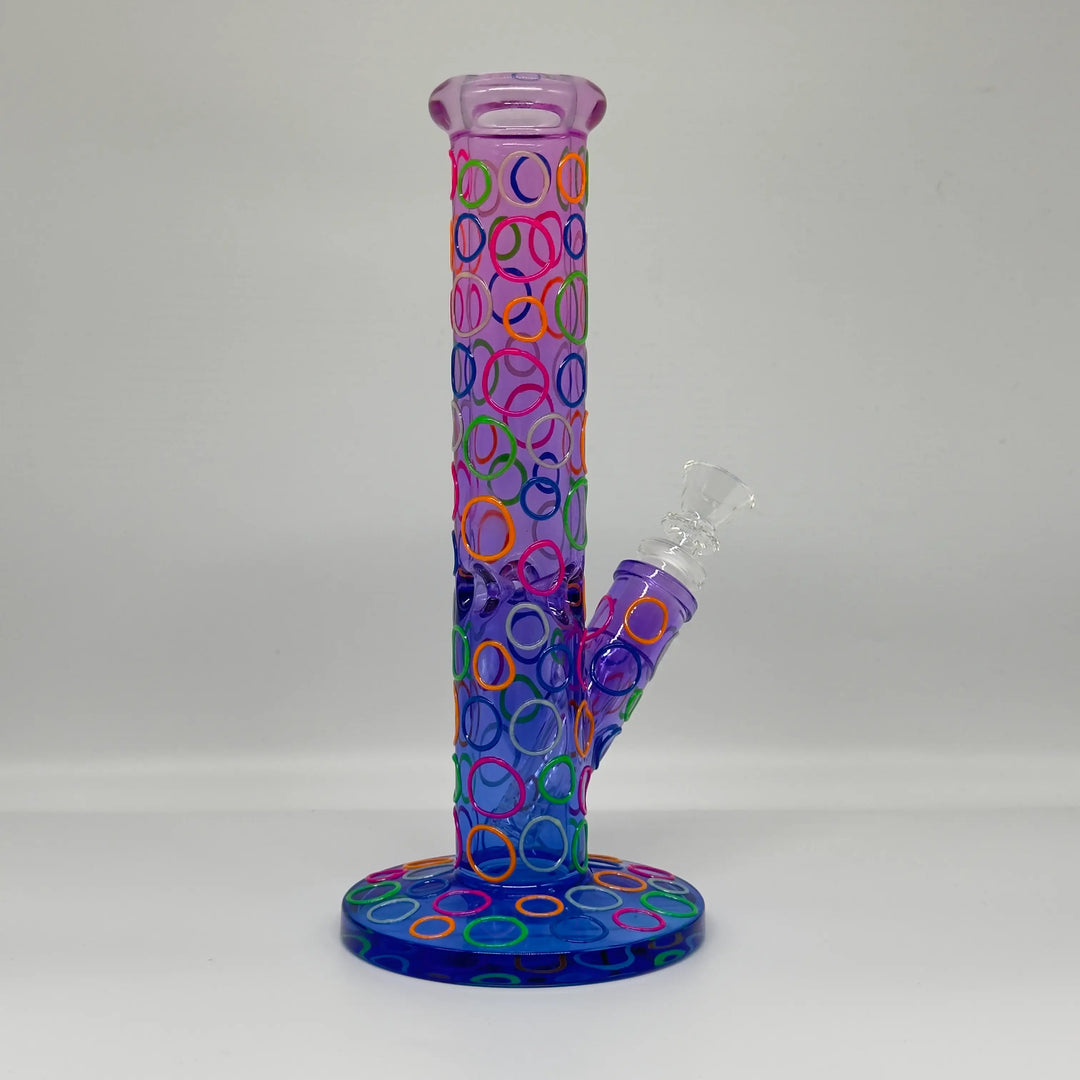 9.8"Glow Polka-Ring Glass Glow Bong