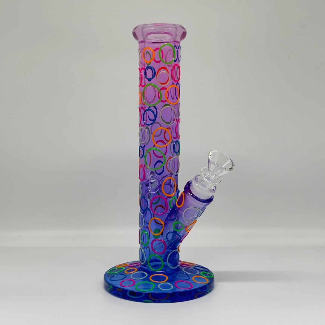 9.8"Glow Polka-Ring Glass Glow Bong