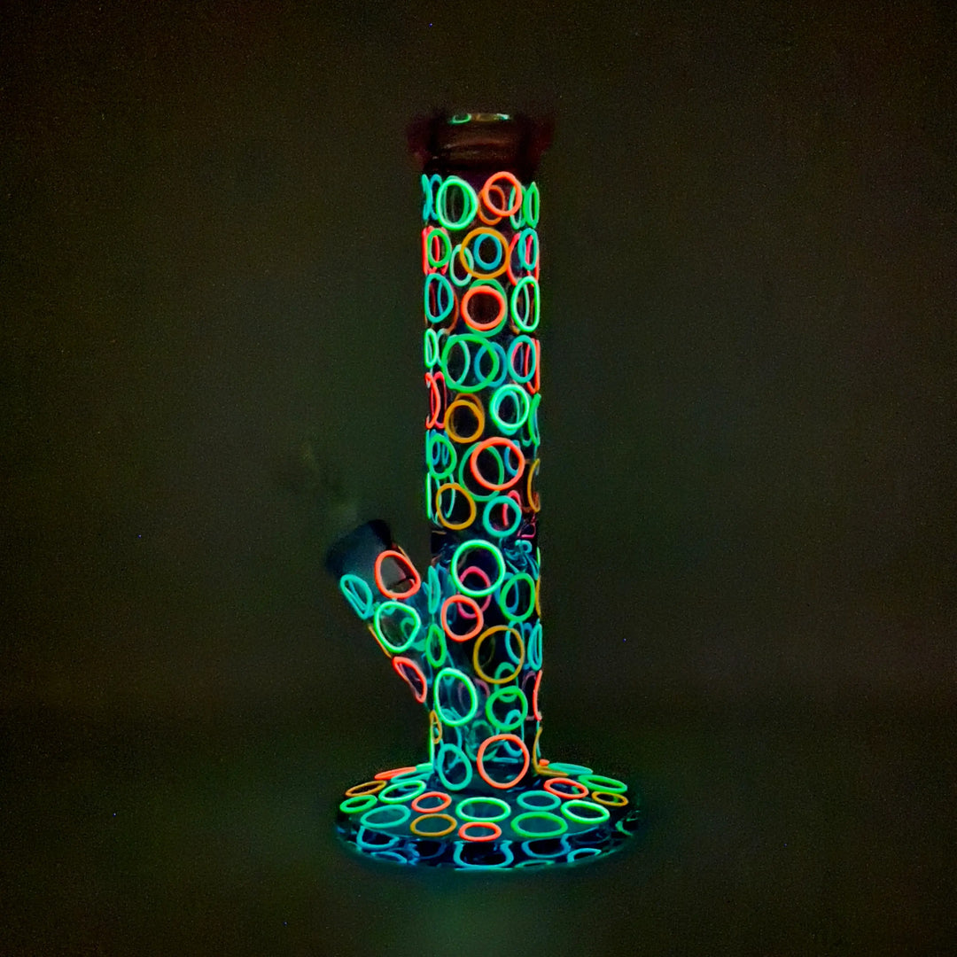 9.8"Glow Polka-Ring Glass Glow Bong