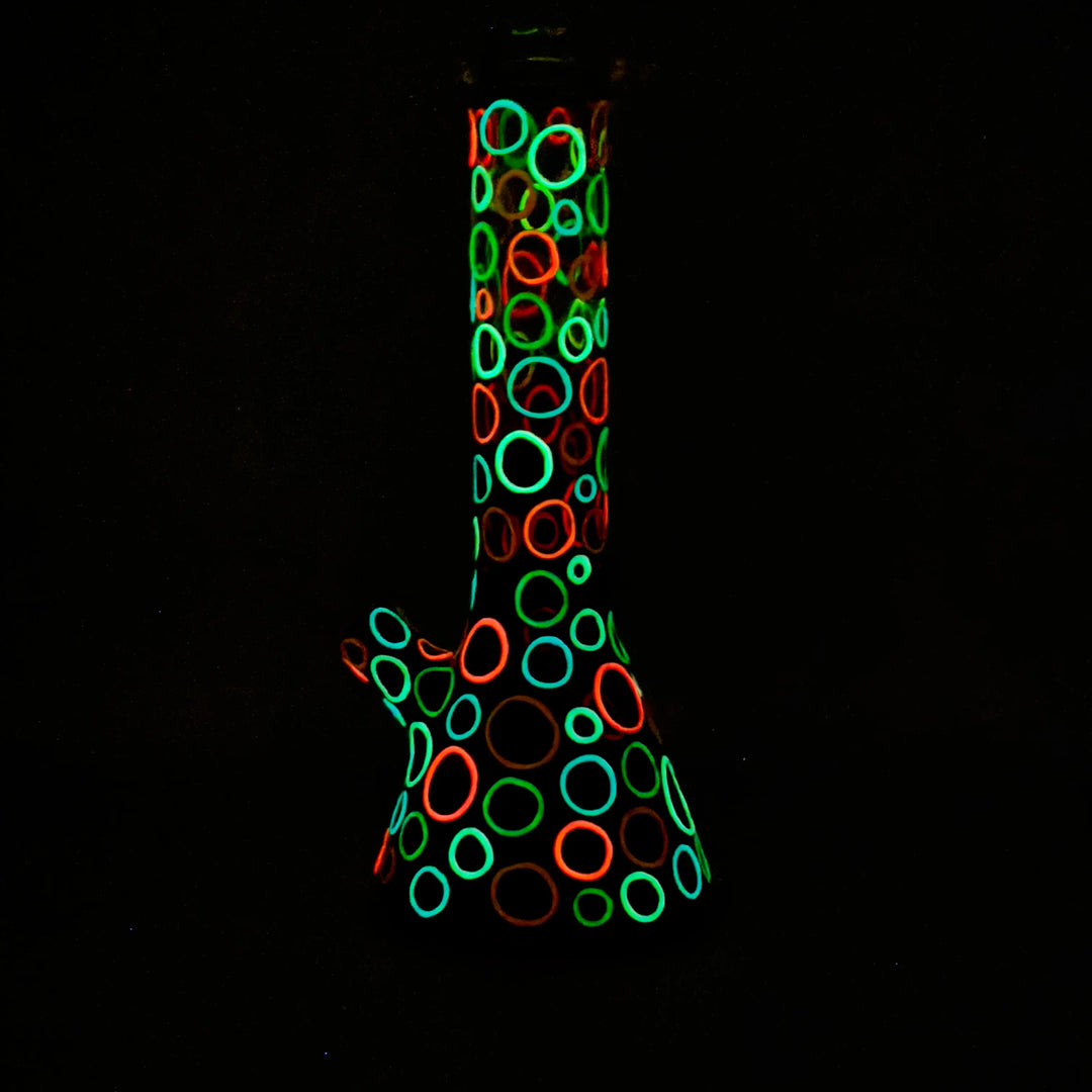 9.8"Glow Polka-Dot Glass Beaker Glow in The dark Bong