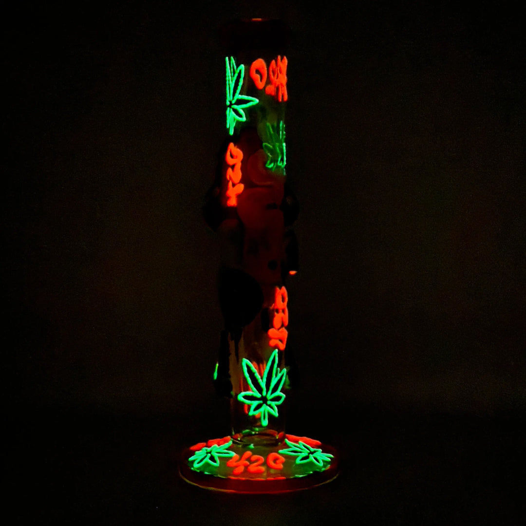 11.8" Glow 420 Mushroom Cool Glow in The dark Bong