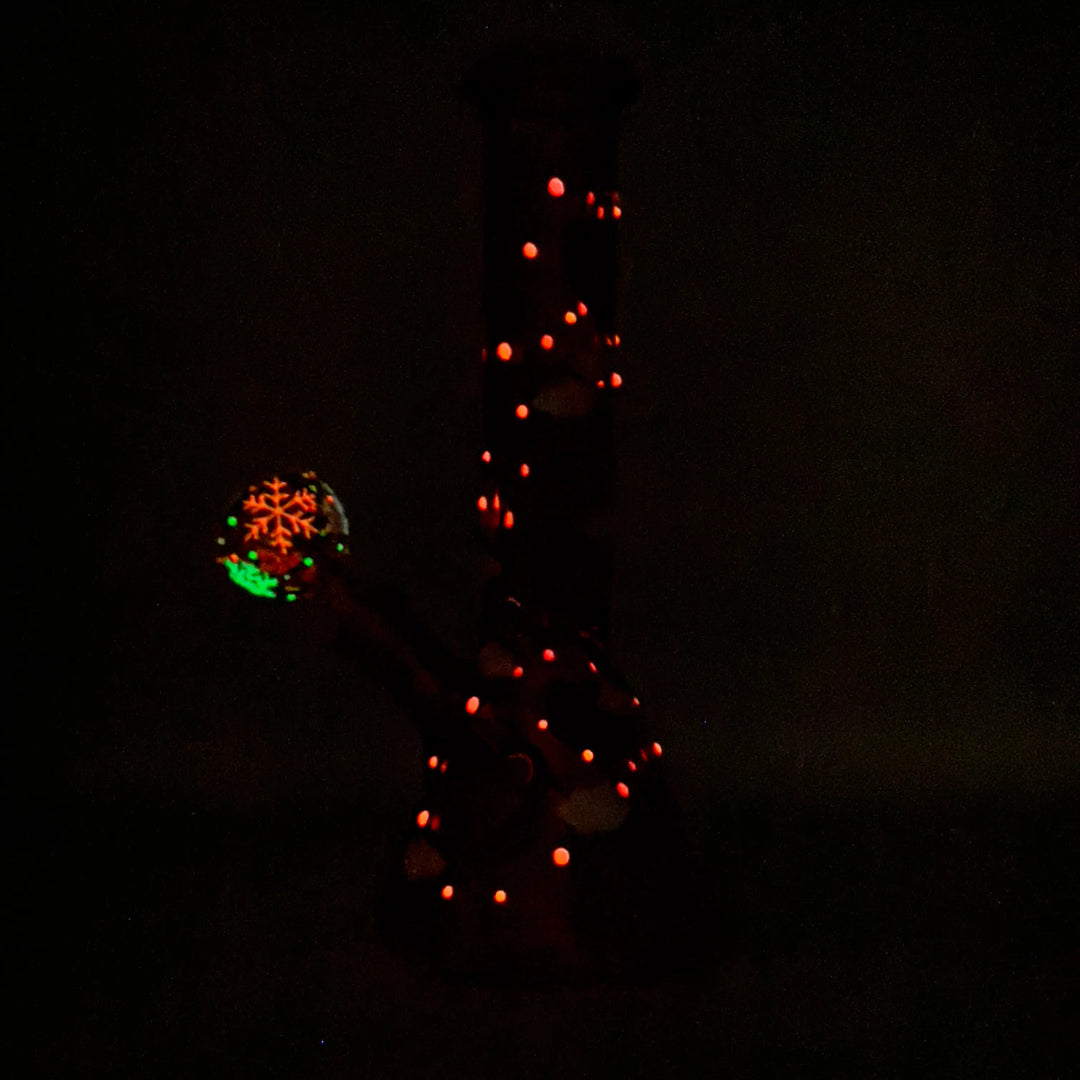 10.2-inch Pink Heart Glow Glass Beaker Bong