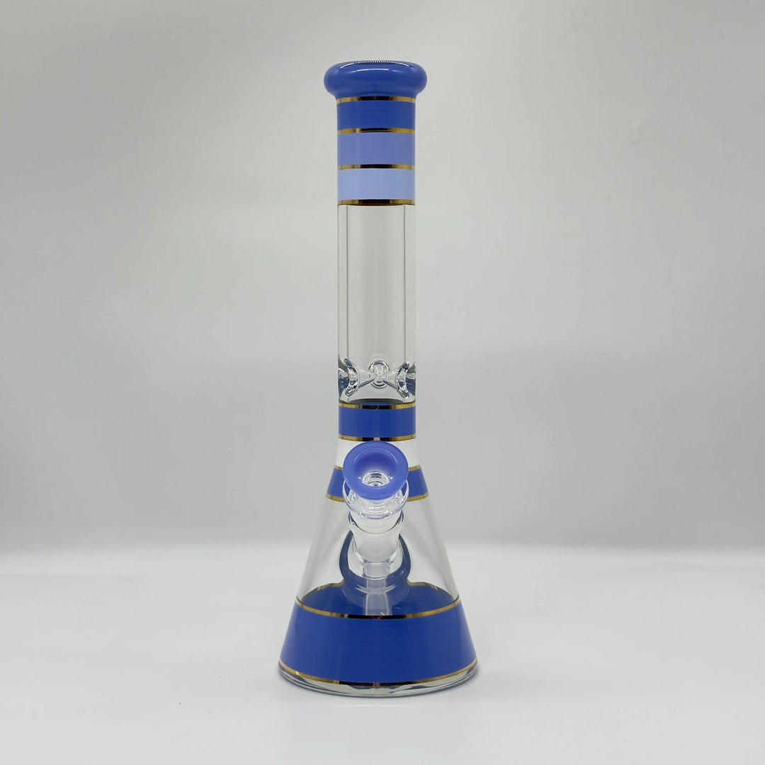 12-Inch Blue-&-Gold Stripe Cheap Glass Beaker Bong