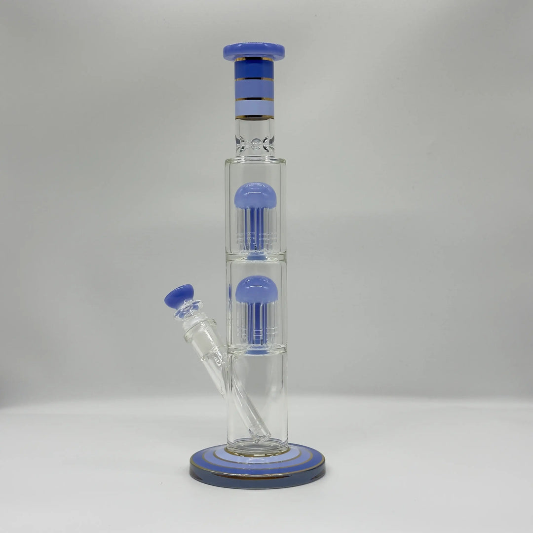 14-Inch Double Jelly Percolator Glass Tower Bong