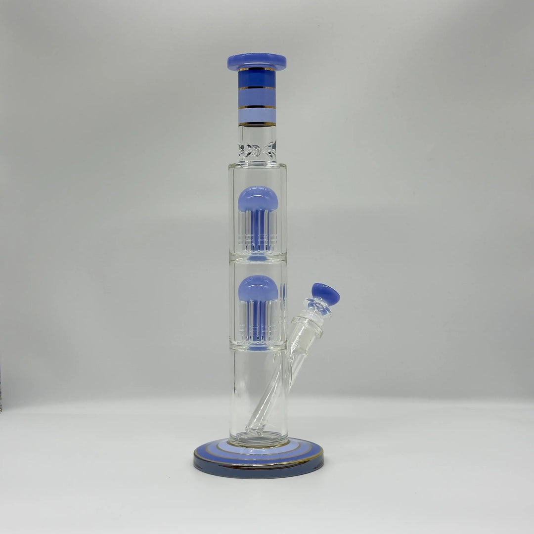 14-Inch Double Jelly Percolator Glass Tower Bong
