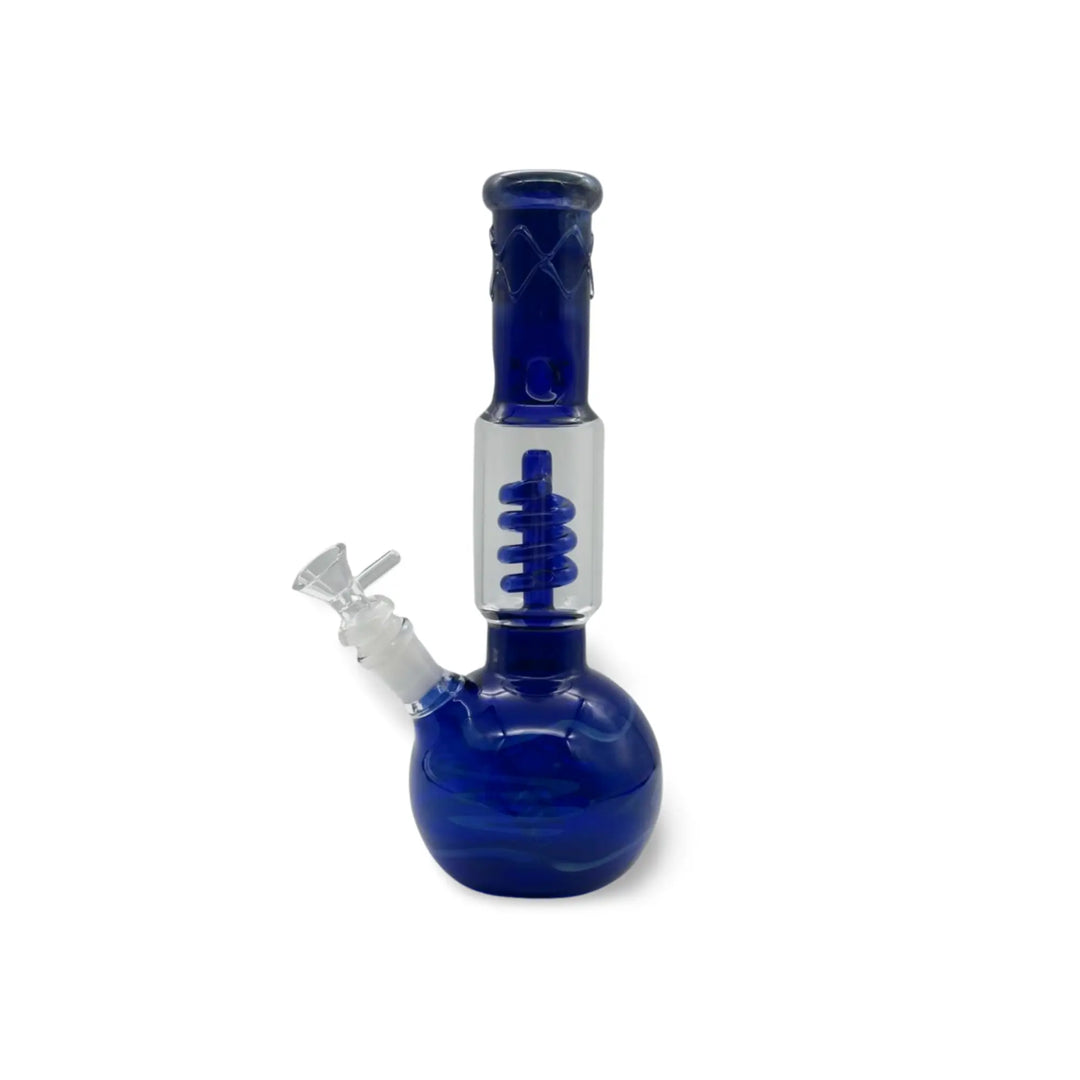 Blue Spiral Percolator Glass Bong