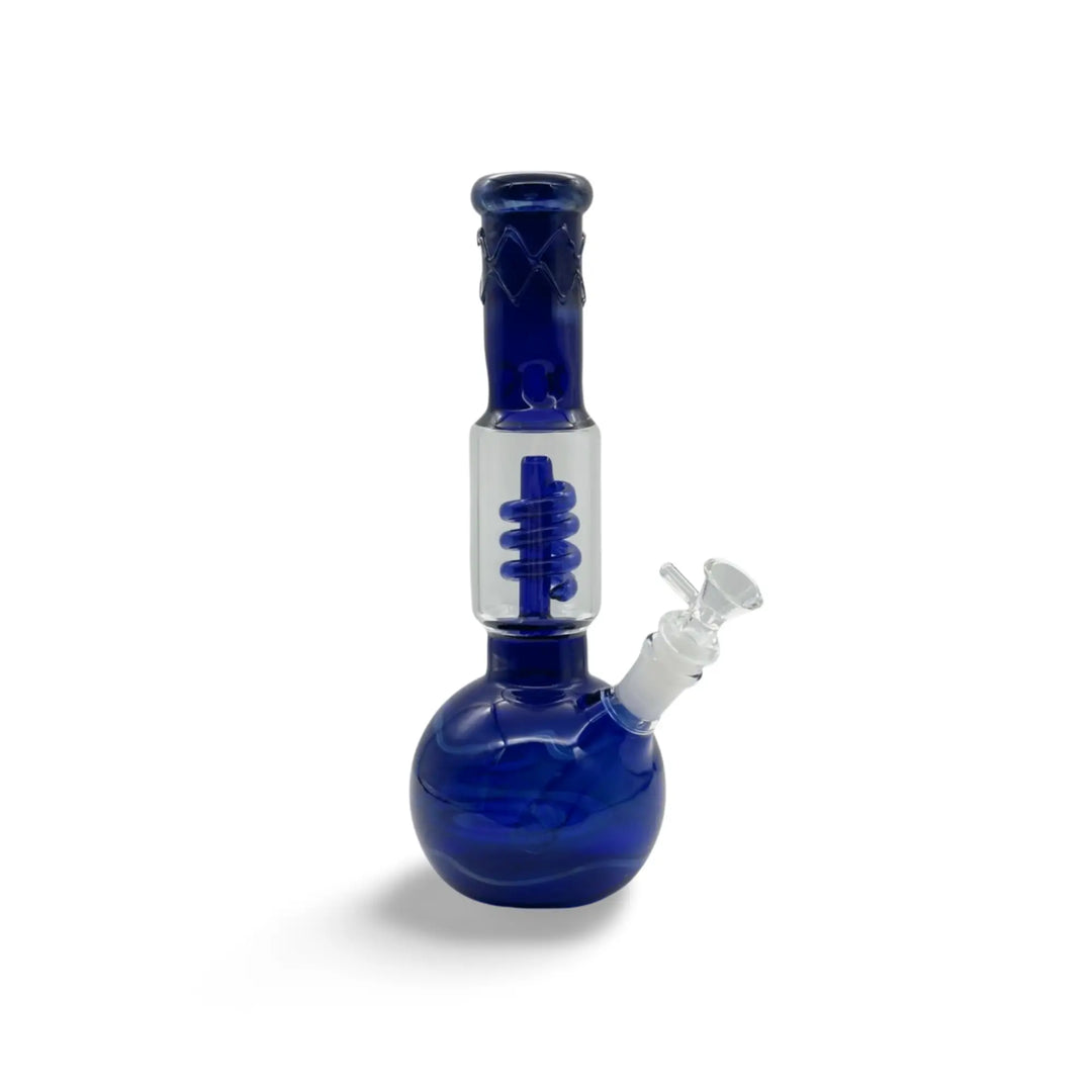 Blue Spiral Percolator Glass Bong
