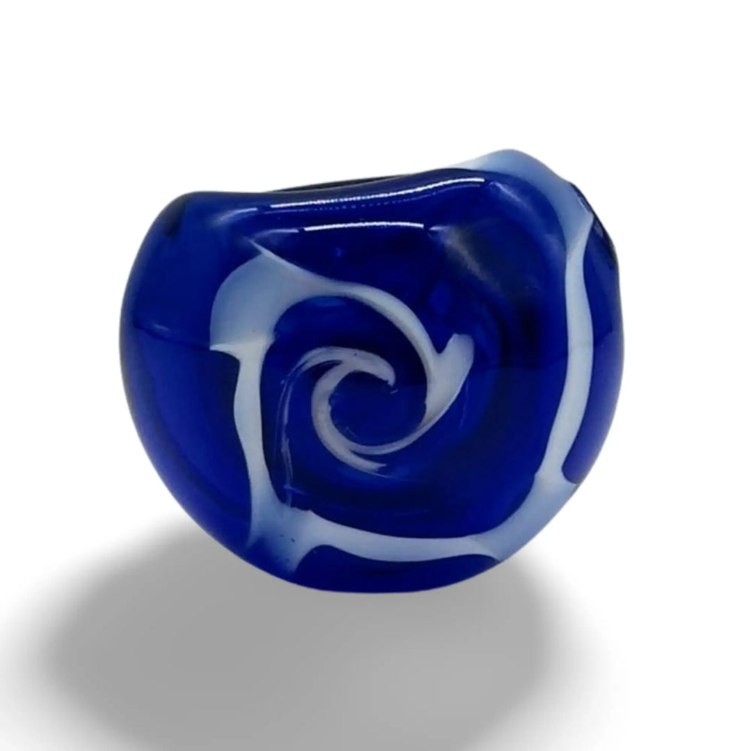 Blue & White Swirl Glass Hand Pipe