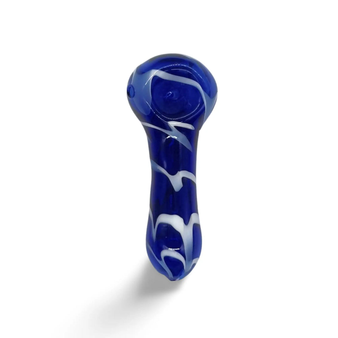 Blue & White Swirl Glass Hand Pipe