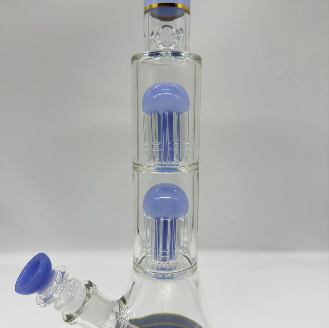 14-Inch Jelly Glass Beaker Bong with Double Percolator