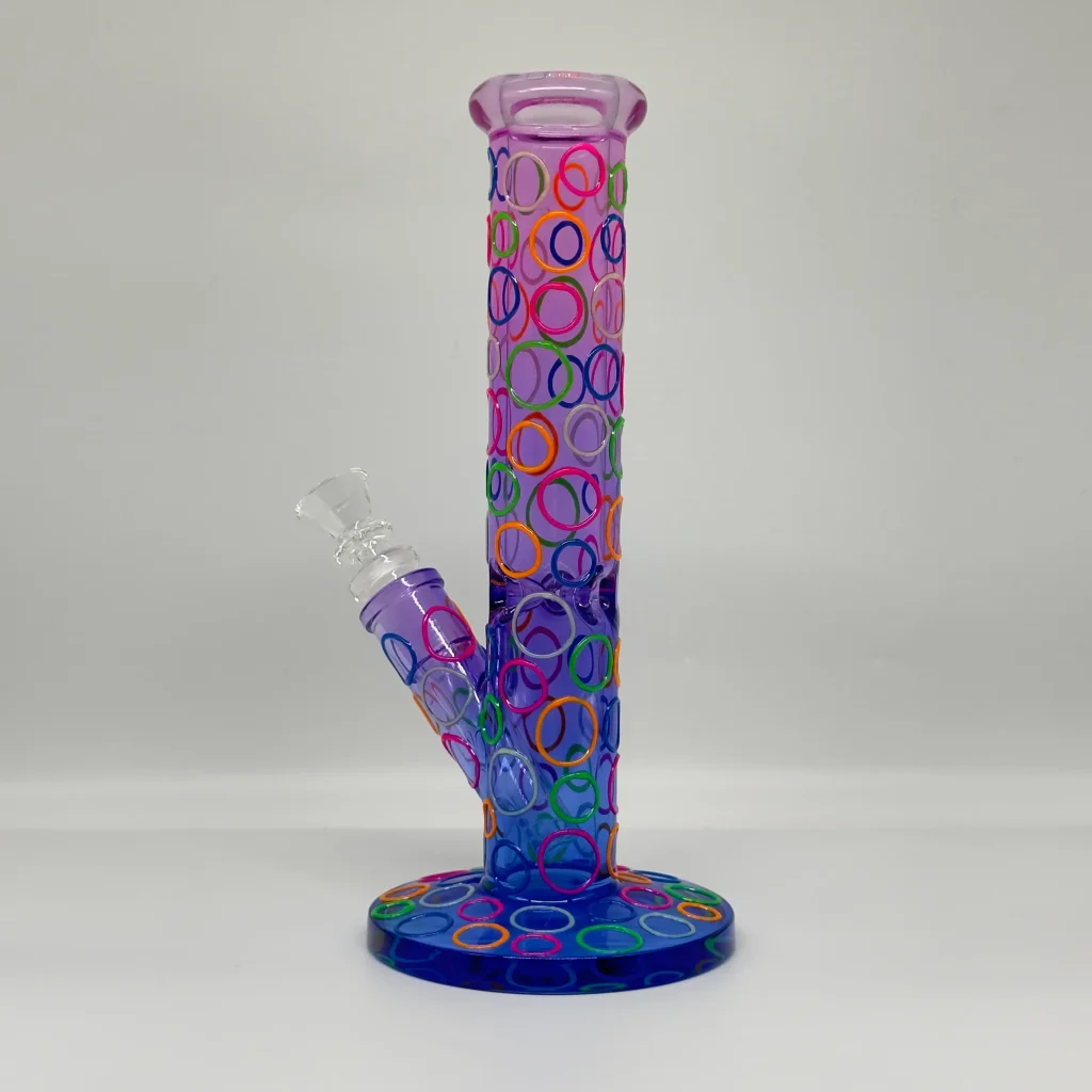 9.8"Glow Polka-Ring Glass Glow Bong