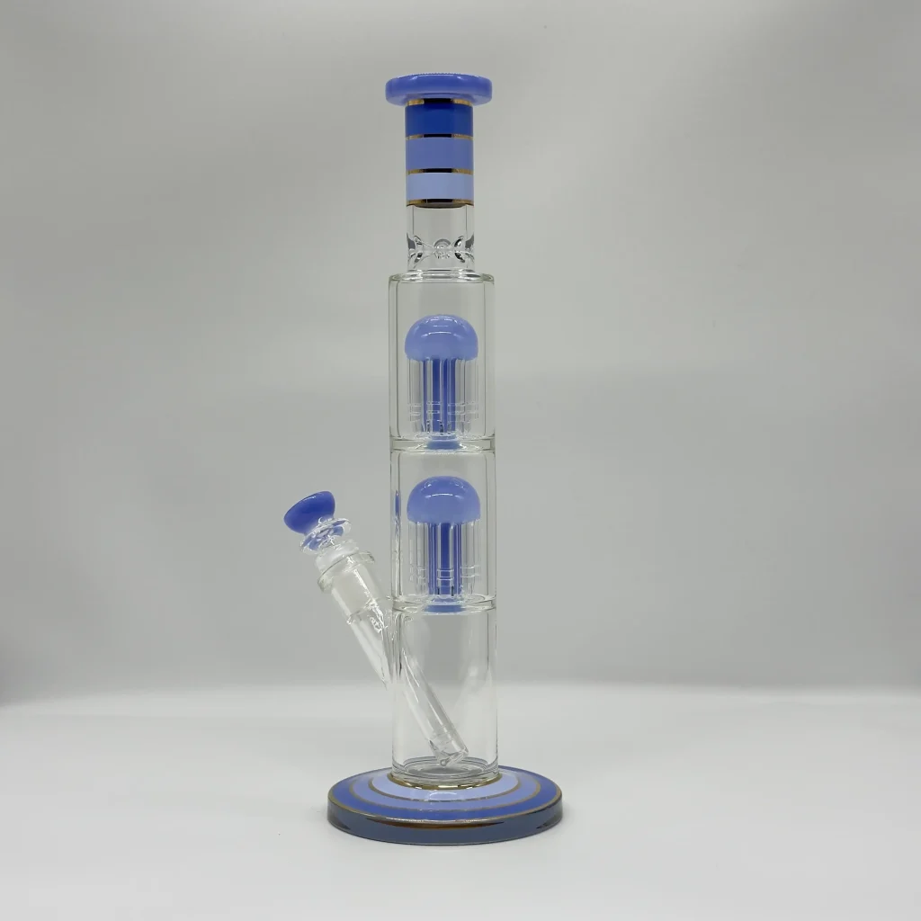 14-Inch Double Jelly Percolator Glass Tower Bong